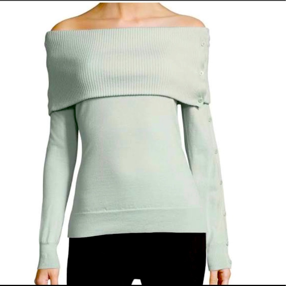 Theory Off-The-Shoulder Foldover Sweater